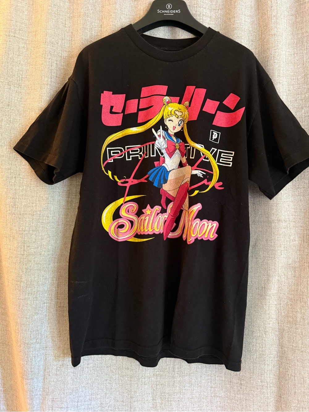 Primitive Sailor Moon Black Graphic Tee Anime Large EUC
